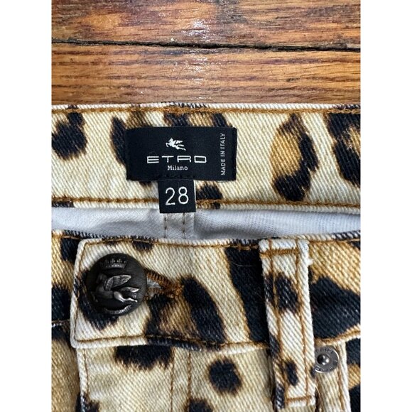 Etro Milano leopard Animal Print Jean Beige size 28 NWT MSPR 690 - Picture 4 of 10
